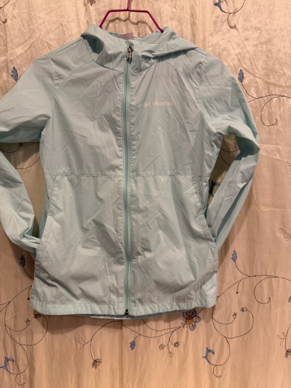 Columbia Mint Blue Hooded Windbreaker Jacket - Picture 3 of 6